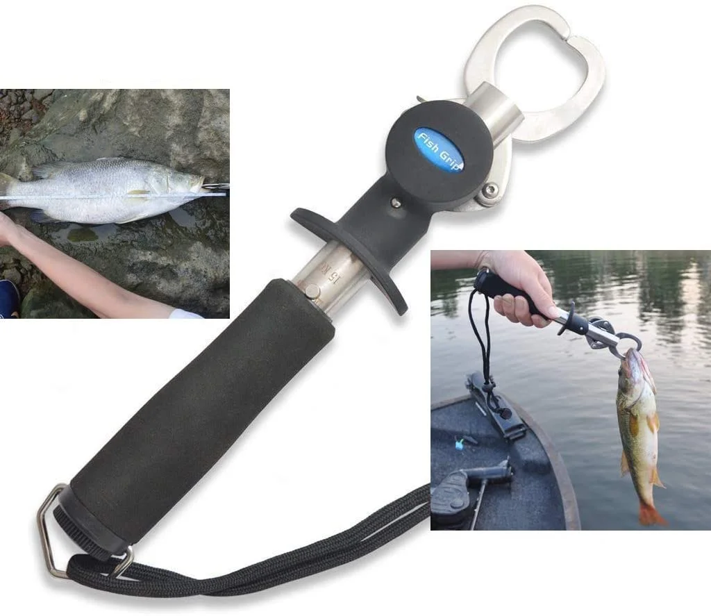 Fishing Accessories Tackle Stainless Steel Fish Holder Fish Lip Grip Grabber Fishing Gripper with Weight Scale