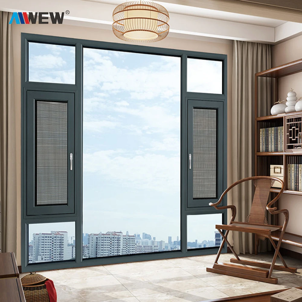 Alwew design smart automatic electric aluminum frame casement window aluminium windows