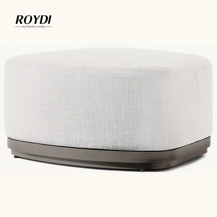 Roydi Patio Hotel Outdoor Ottoman Furniture Metal Aluminum Square Sofa Stools And Ottoman