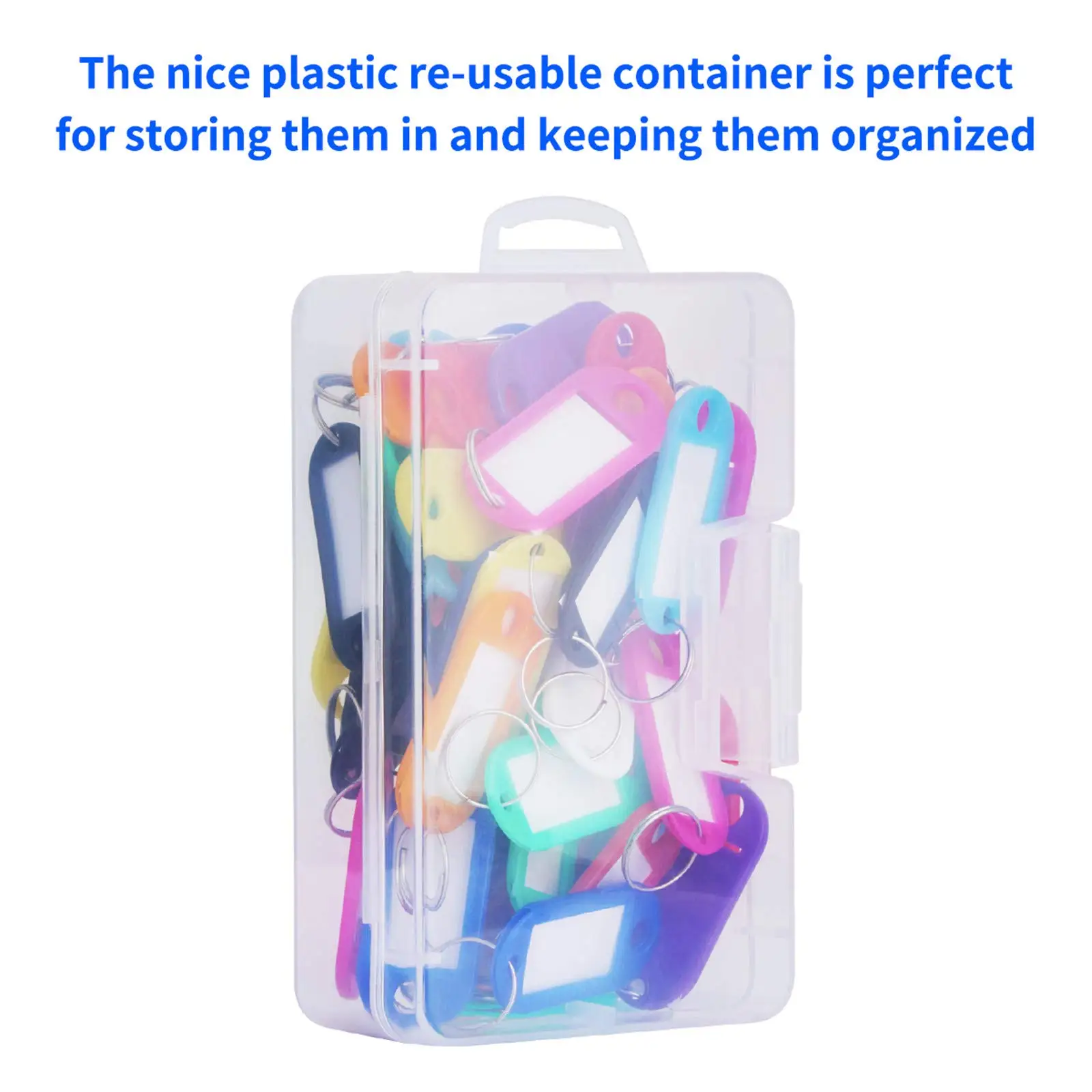 100pcs Multi-Colors Plastic Keychain Tags with Removable Card Label Car Key Tags with Split Rings