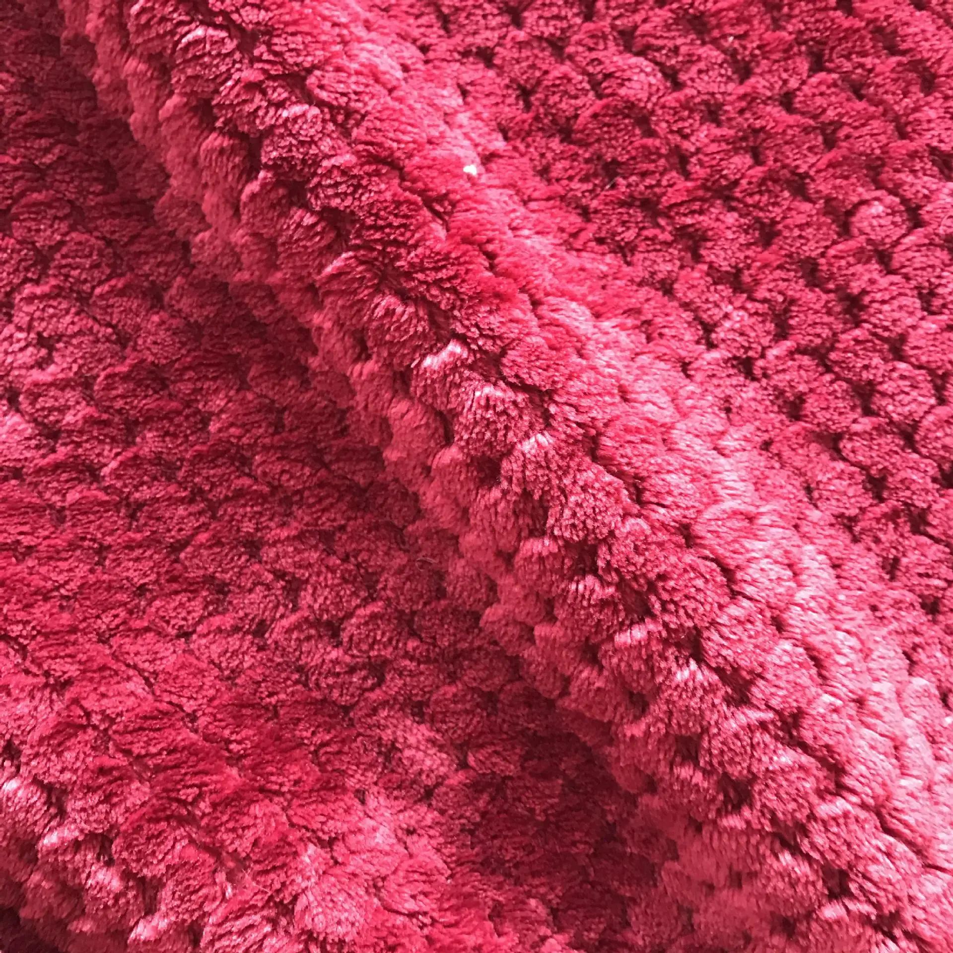 Red Plaid Fabric 490GSM Heavy Thick Brushed Bonded Jacquard Popcorn Flannel Sherpa Fleece Small Check Knit 100% Polyester Plain