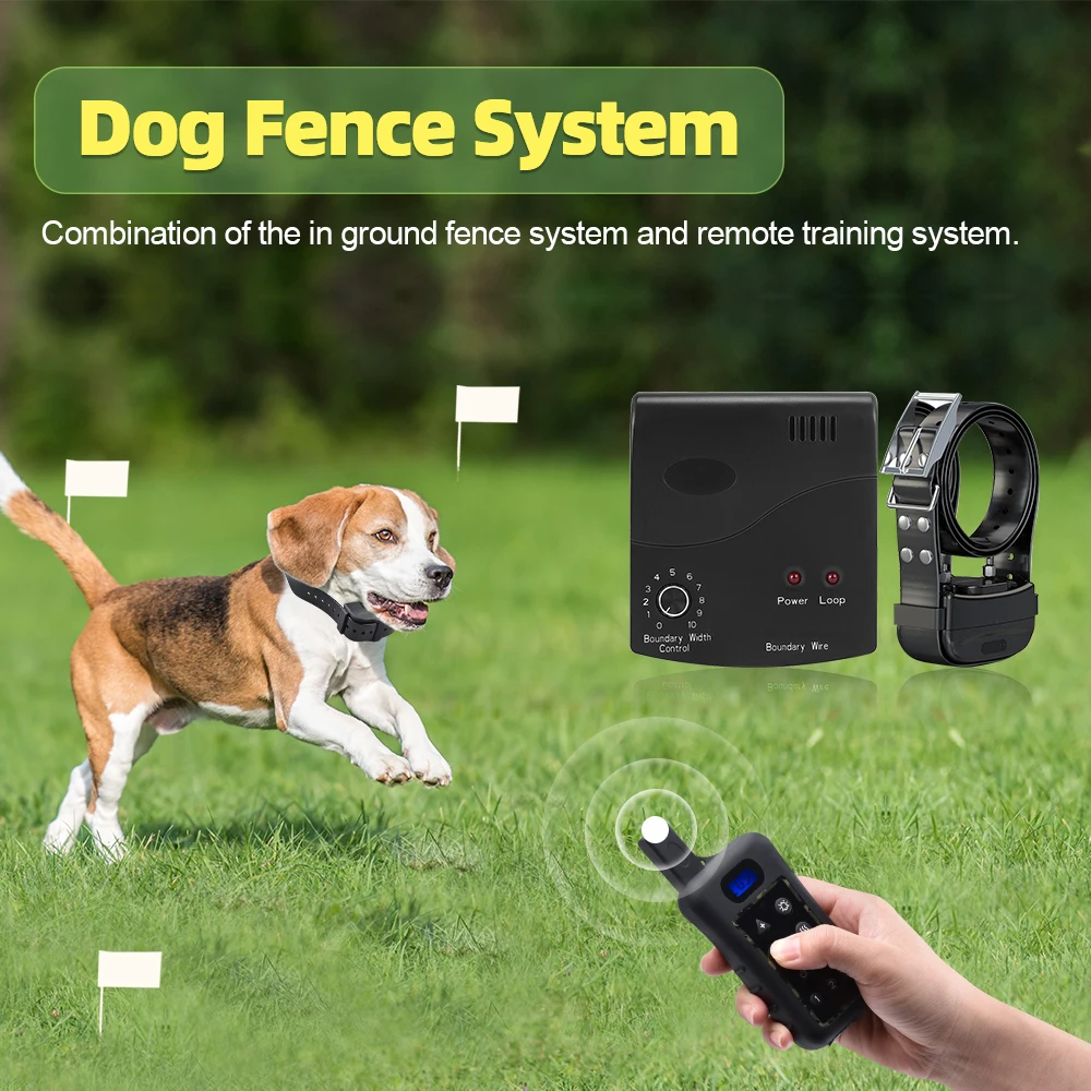 Garden Fencing 2 in 1 Containment electric dog fence System with remote dog training collar For dogs 10 LB ~120 LB