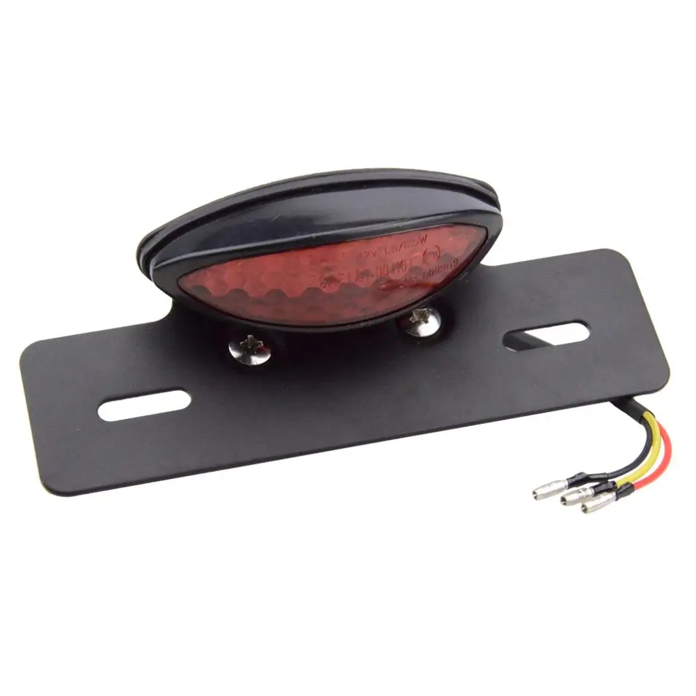GOOFIT Motorcycle Red LED Tail Light Integrated License Plate Rear Brake Lamp Smoky Lens Replacement For Scooter