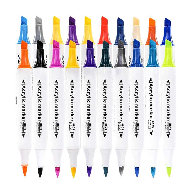 Premium Art Supplies Acrylic Paint Markers Set Vibrant Colors Waterproof Dual Tip Brush Art Permanent Graffiti Marker Pens