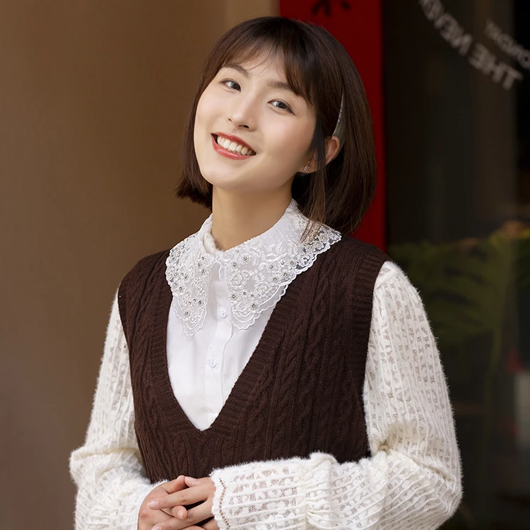 China manufacturer embroidery woman detachable collar shirt in stock fake collar