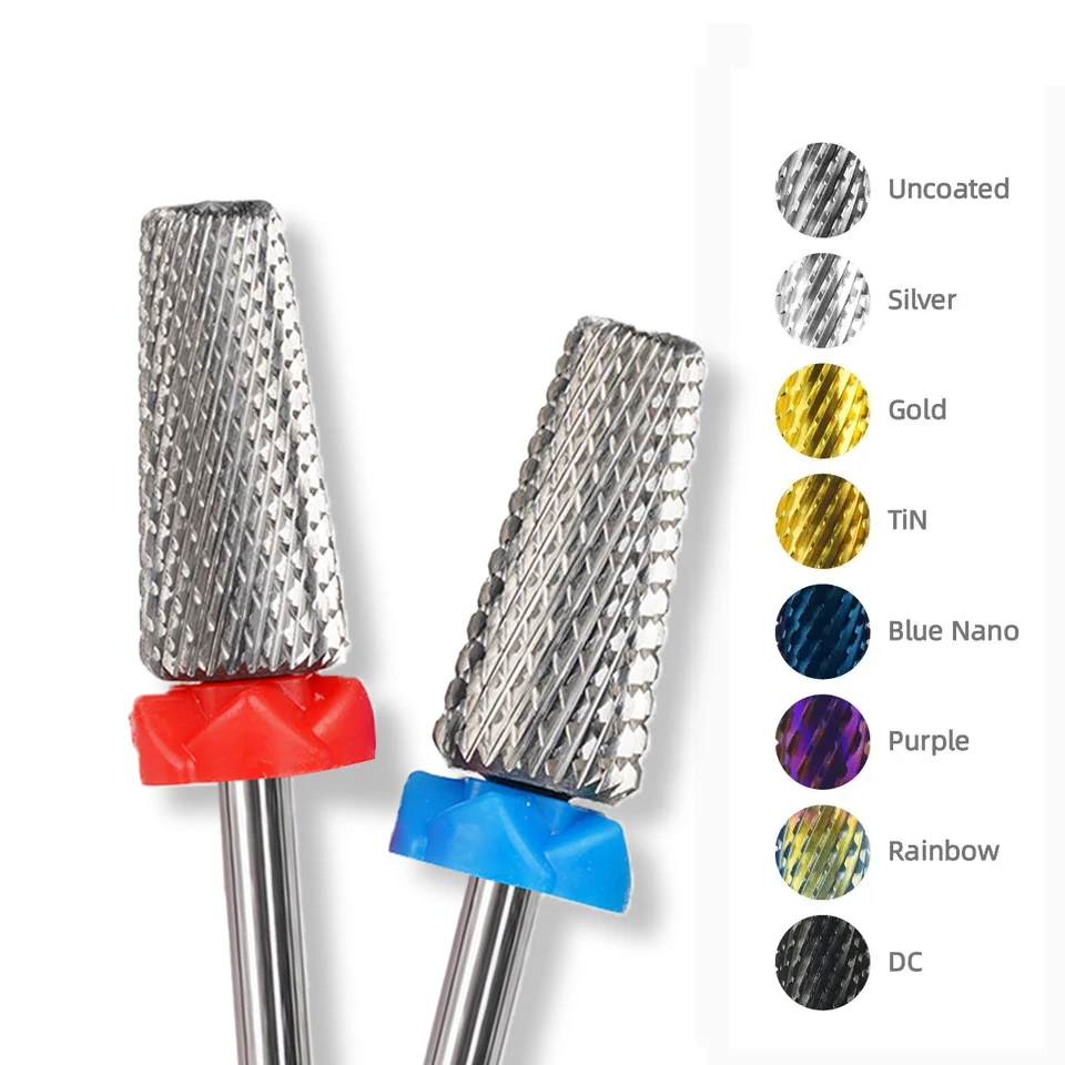 7.0mm Tapered Bits (Cross Cut) Customized Coating High Quality 5 in 1 Barrel nail bur Stable Tungsten Carbide Nail Drill Bit