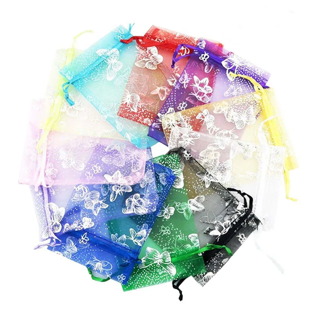 Белая бабочка на шнурке мешочки органза ювелирные изделия сумки Свадебная вечеринка подарочные