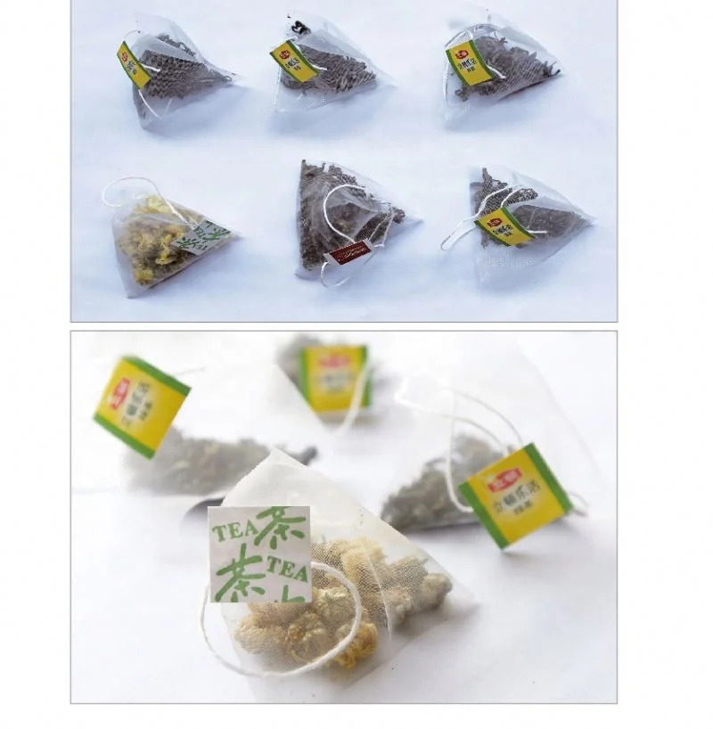 organic blooming tea nylon mesh triangle bag packing machine