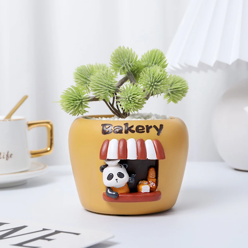 Карикатура Roogo милые домашние растения из смолы сочные украшение для дома балкона зеленое растение садоводство креативный микро пейзаж