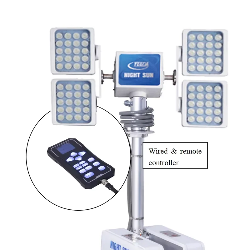4 spot/flood lamps 800W 12V/24V LED Light Tower with LED rescue light and Pneumatic Mast emergency telescopic roof mounted pole