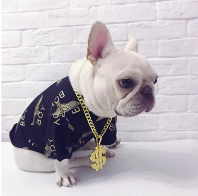 Wholesale Pet Dog US Dollar Pendant Necklace with USD Currency Money Sign Charms Stainless Steel Golden Cord Link Chain
