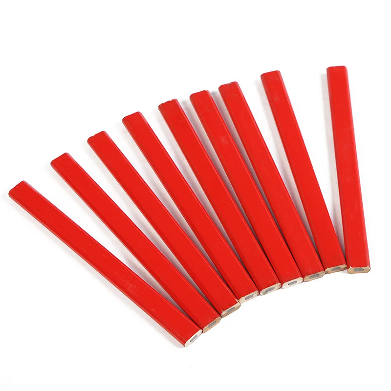 Wholesale High Quality Custom Logo Printing Builder Construction Black Red Lead Solid Carpenter Pencil