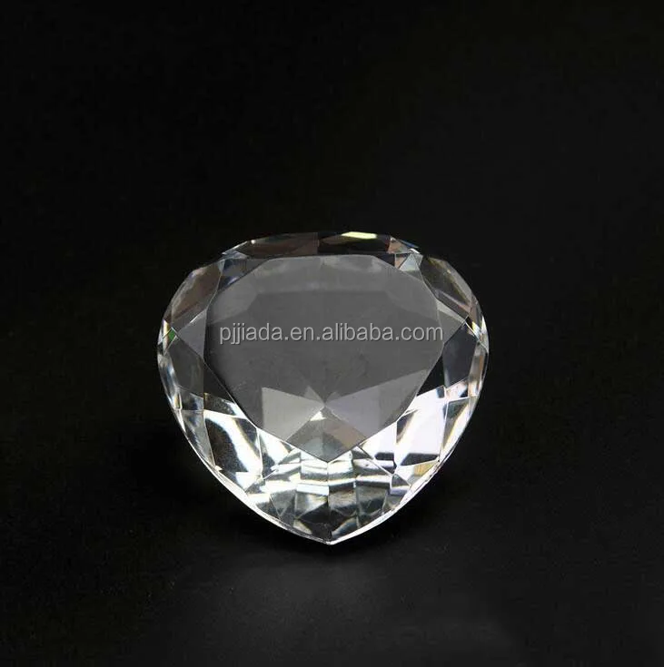 Hot sale clear color glass large Crystal heart diamond shaped paperweight