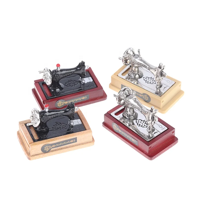 1/12 Doll House Decor Miniatura Toy Vintage Miniature Sewing Machine Furniture Toys Gifts For Retro Children Toys Accessories