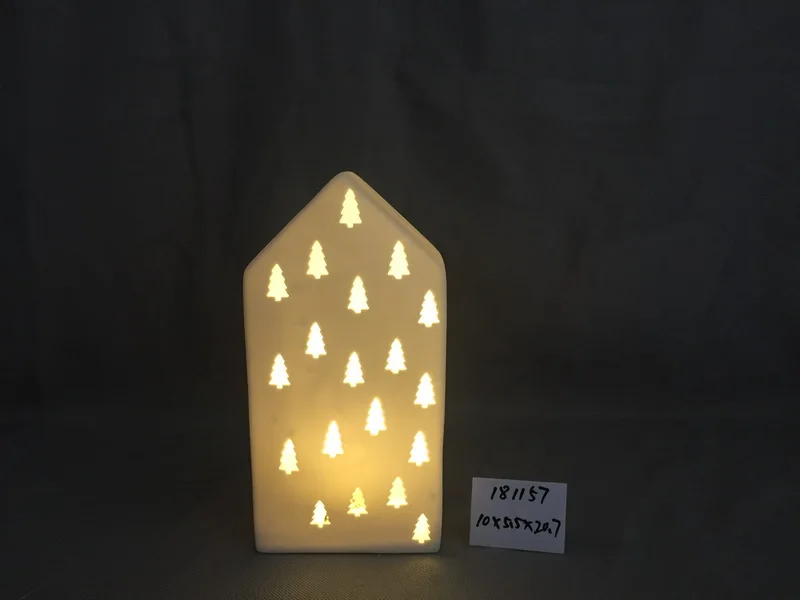 Ceramic House Model Led Light Indoor Christmas Decoration
