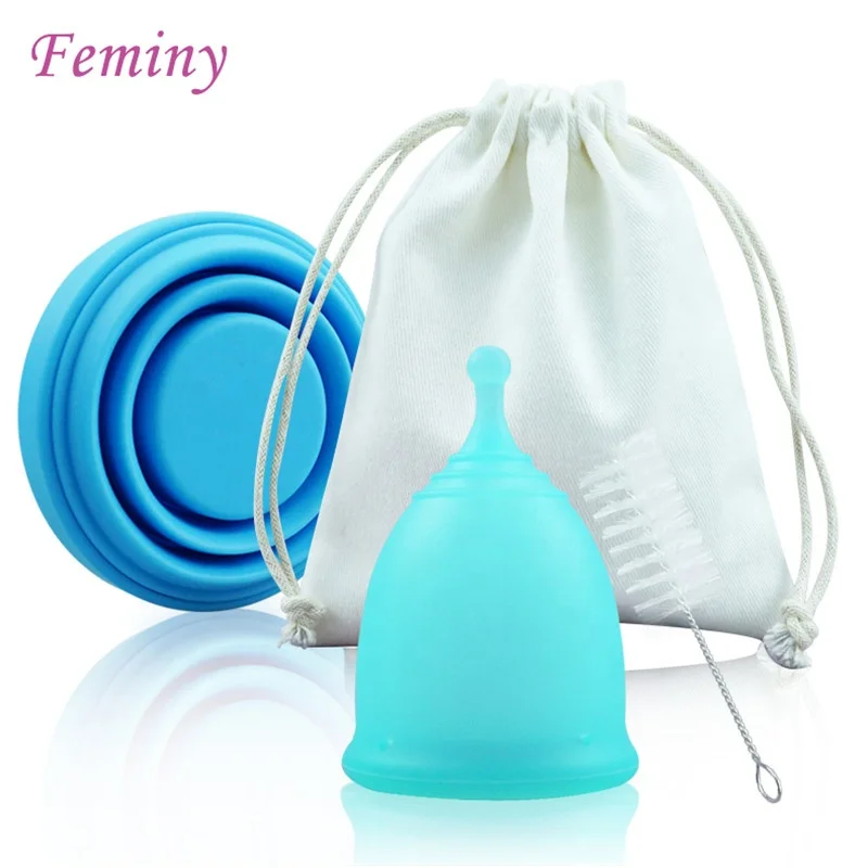 Kit Foldable Sterilizer Reusable Silicone Menstrual Cup With Cotton Bag For Menstrual Cup And Menstrual Cup Case Holder Set