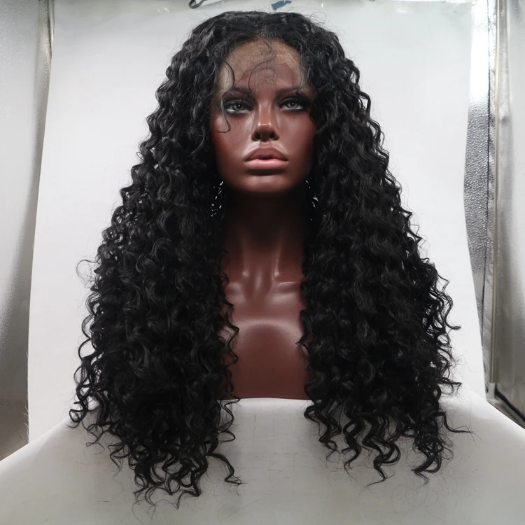 Vigorous mono long premium high quality afro kinky curly wholesale glueless black women synthetic hair wigs lace front