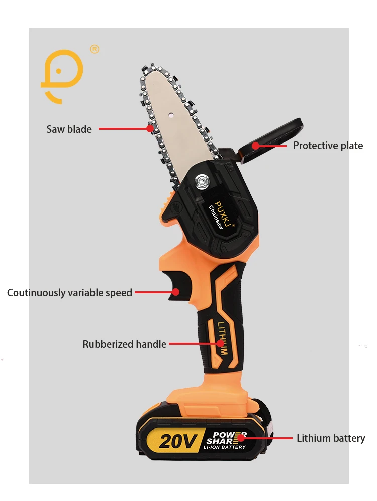 
PUXKJ Mini Chainsaw Hand-held Powered Electric Chain Saw, Small Cordless Battery Chain Saw for Courtyard Branch Wood Cutting 