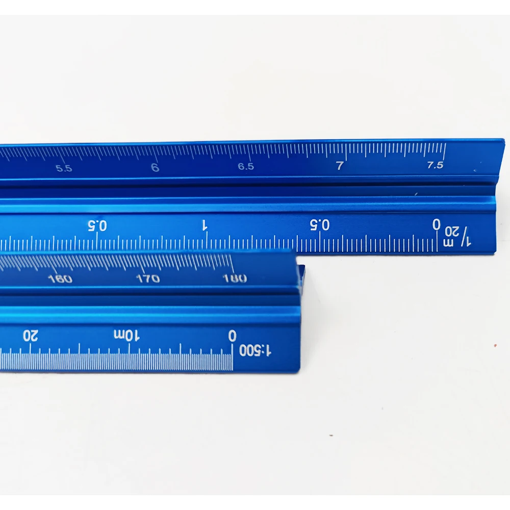 Architectural Scale Ruler Imperial Measurements 12inch Laser-Etched Aluminum Architect Triangular Ruler for Blueprint