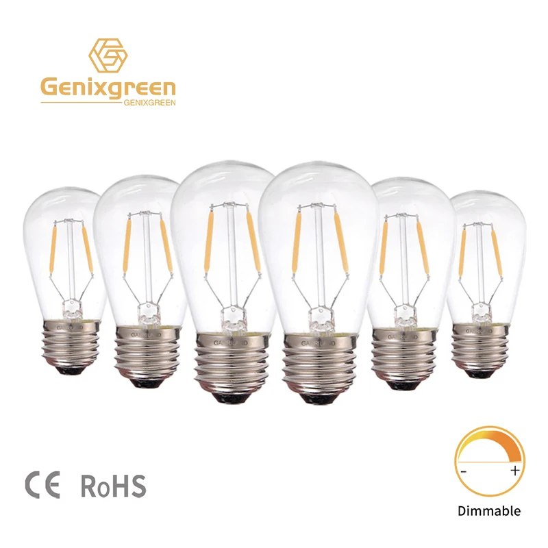 S14 Edison Led Filament Lights ST45 E27 electric Led Dimmable Bulb 1W 2700K 220V Pendant Lamp Bomillo Ampoule led bulb