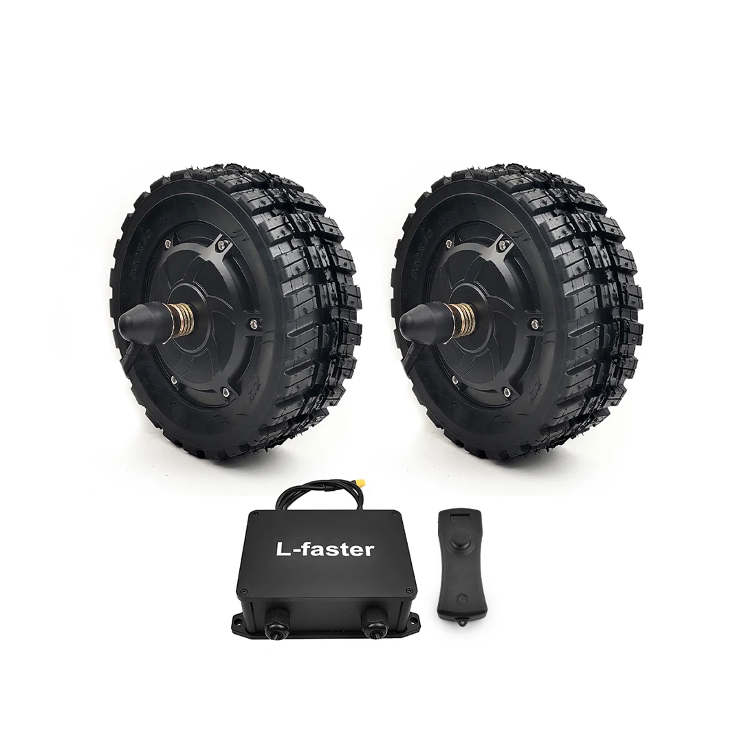 L-faster 24V 700W 8inch Dual Drive Brushless Hub Motor wheel with Wireless Remote for Electric Foldable Camping Cart Wagon