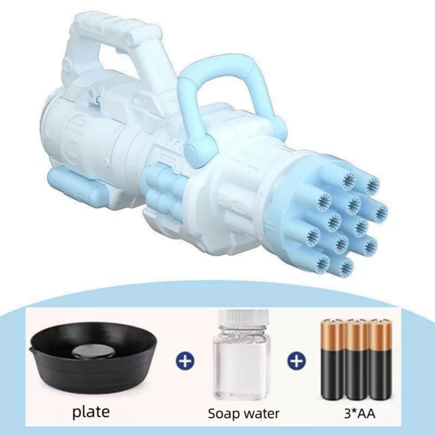 12 Hole Bubble Gun With Light Music New Gatling Gun Design Easy to Carry