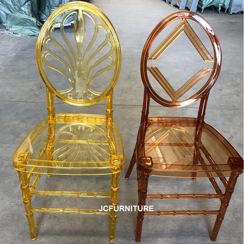 Factory supply Garden event Amber acrylic wedding chairs for sale