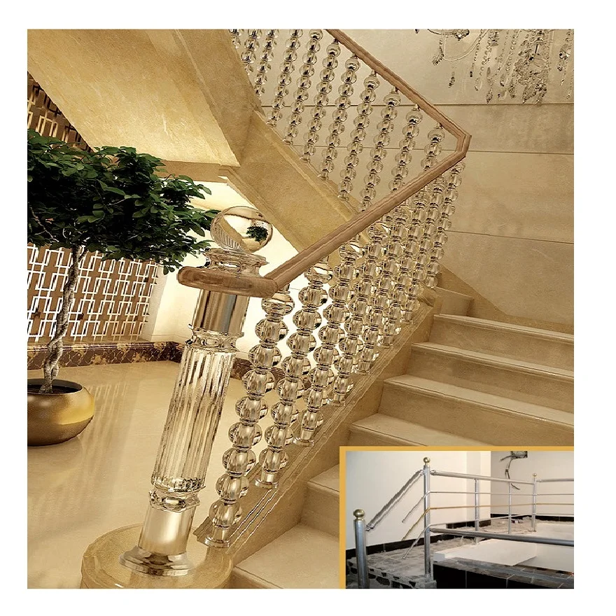 TAKA China factory clear acrylic baluster handrail acrylic crystal stair balcony railing balustrade post