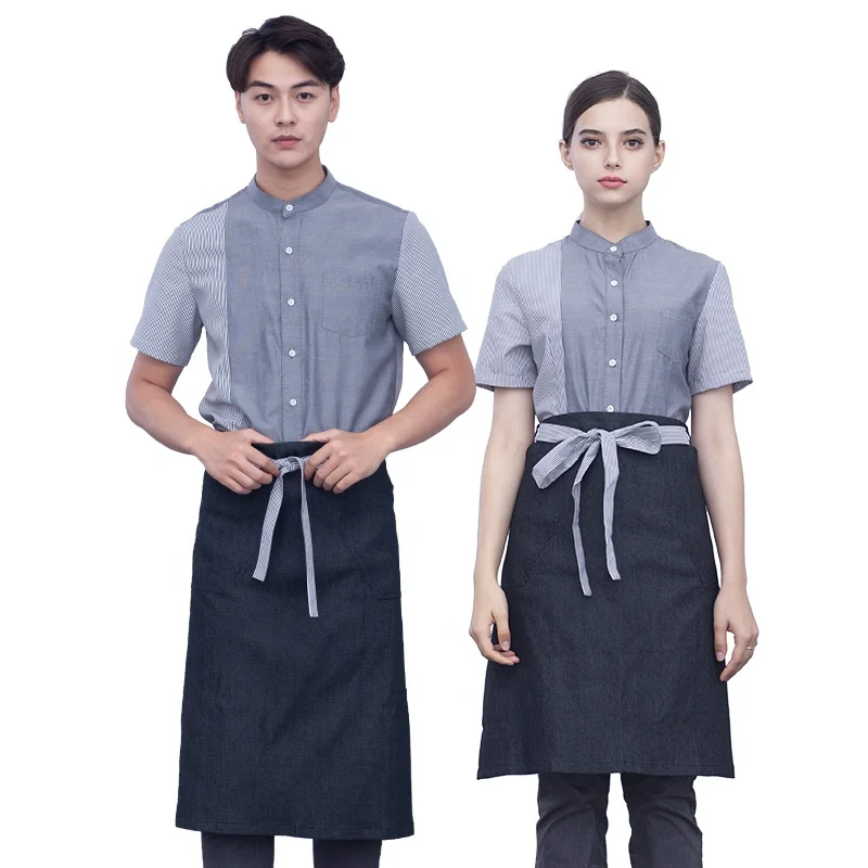 Korean version fashion theme tea restaurant waiter health work clothes shirt men and women KTV network coffee shop short sleeve