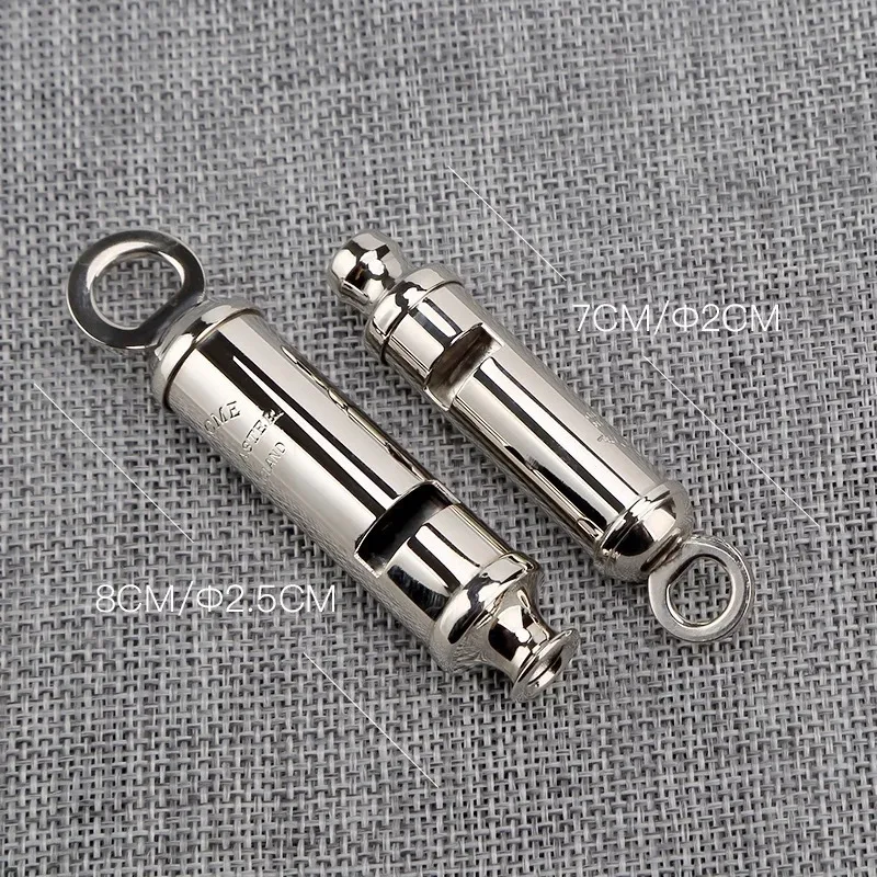 High Quality Stainless Steel Hanging Rope Whistle Metal Lifesaving Whistle Nuclear-free Referee Training Survival Whistle