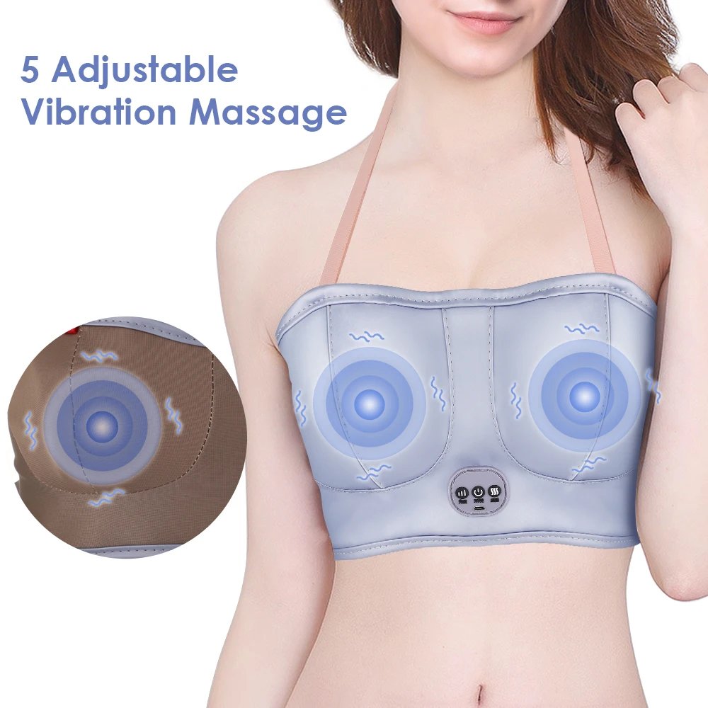 Heated Vibration Massage Bra Electric Breast Massage Bra Breathable Vibration Chest Enlargement Stimulator Enhancer Shaping Bea