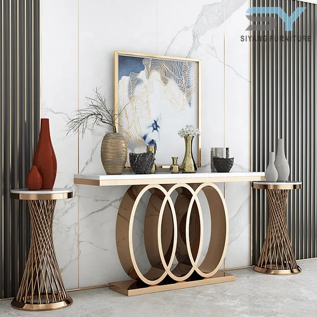 New Design Mirror Rose Stainless Steel Console Table for XG003