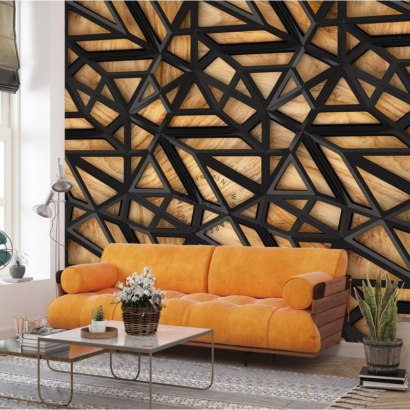 Office wall decoration wallpaper grid background self-adhesive 3D mural