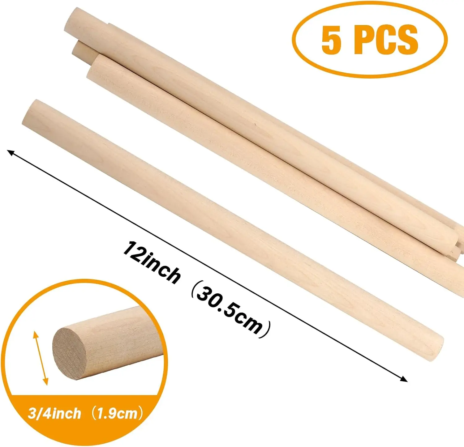 Custom Size Eco-Friendly Birch Wood Dowel Rods Polished Folk Art Home Decoration Wooden Crafts Stick Factory Supply