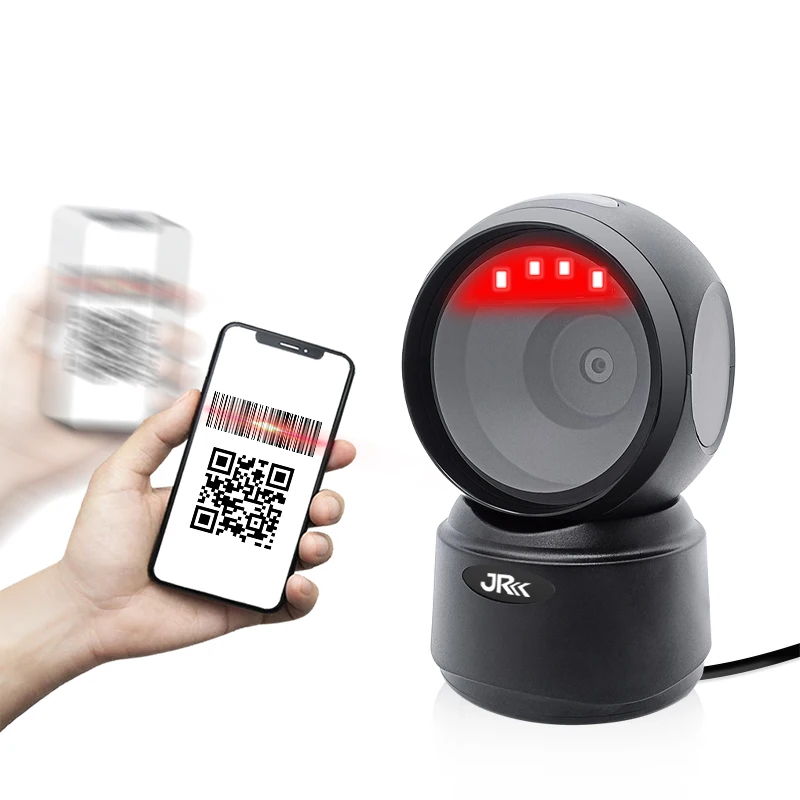 QR 2D Hands-Free Omni-directional Auto Sensor Scan USB Desktop Barcode Scanner, Corded Barcode Reader Screen Scanning