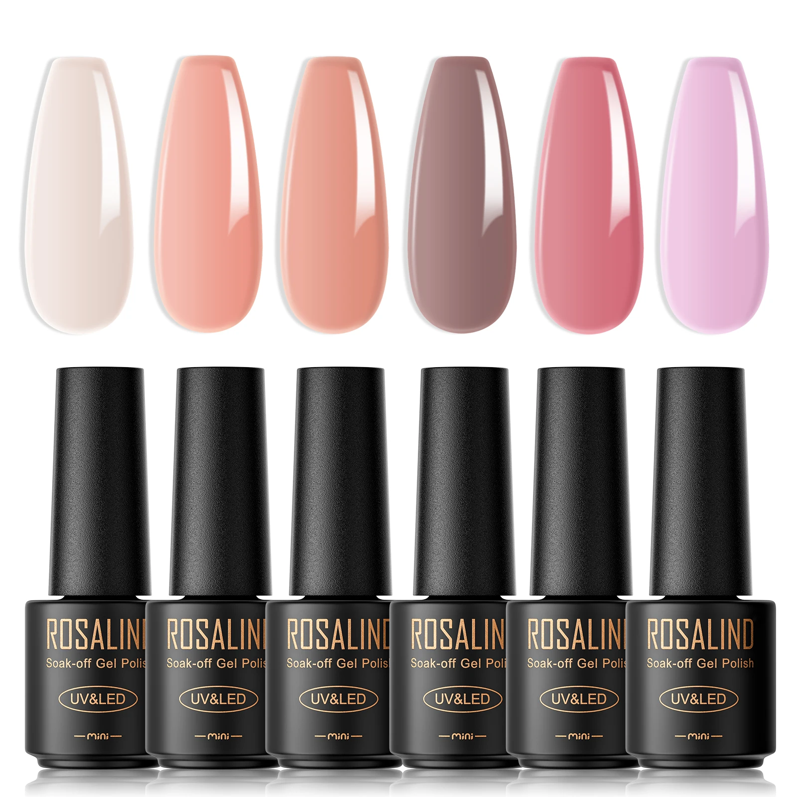 ROSALIND private label 7ml pure color soak off long lasting very good nude jelly uv gel nail polish set for nail art design
