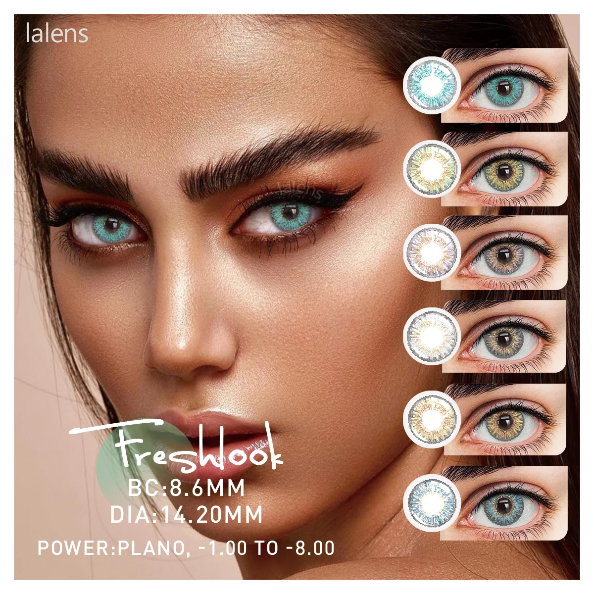 Lalens Myopia Cosmetic Fresh Look 3 Tone Eye Contact Lenses Wholesale Soft Three Tone Color Contact Lens Half Yearly