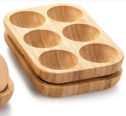 Mini Bamboo wood Egg Tray Set (18 Holes), 3 small Racks,Premium Rustic  Holder For Deviled ,Usable in Kitchen