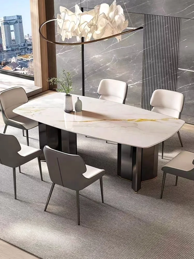 Modern home furniture dinning room luxury dining table metal table and chair set
