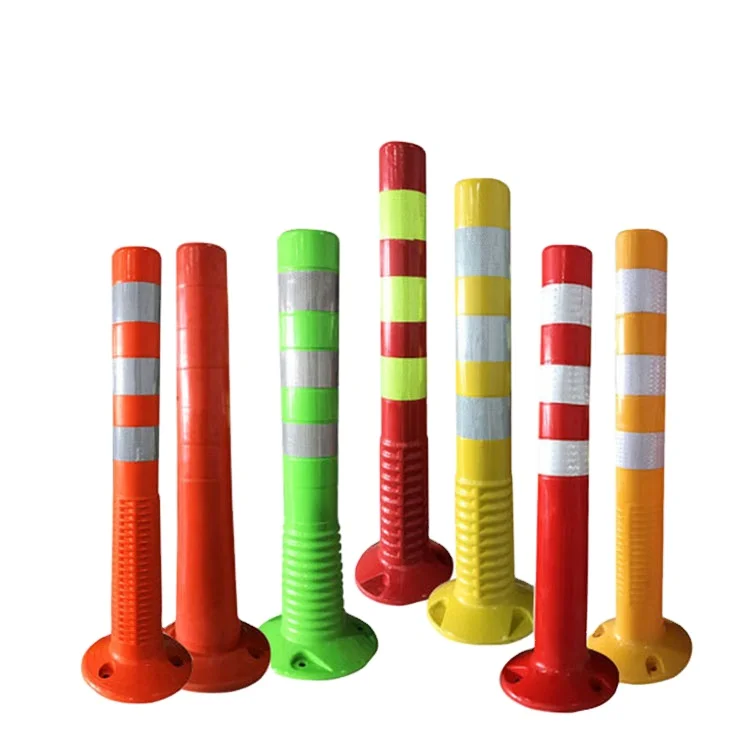 Road Safety Marker Pu Plastic Parking Orange Portable Road Delineators Flexible Traffic Spring Warning Barrier Sign Guide Posts