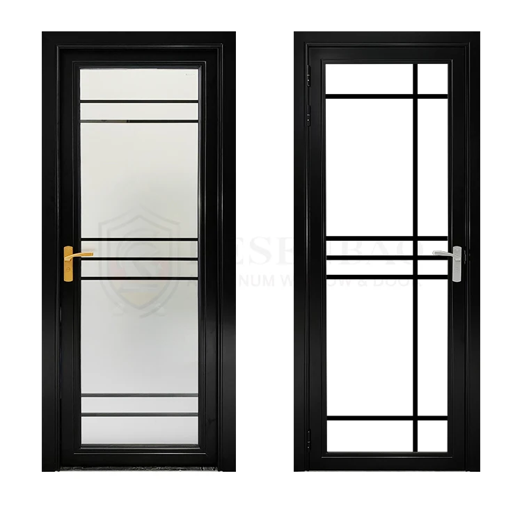 China Wholesale Indian Fancy Golden Aluminium Frame Bathroom Swing Door Design