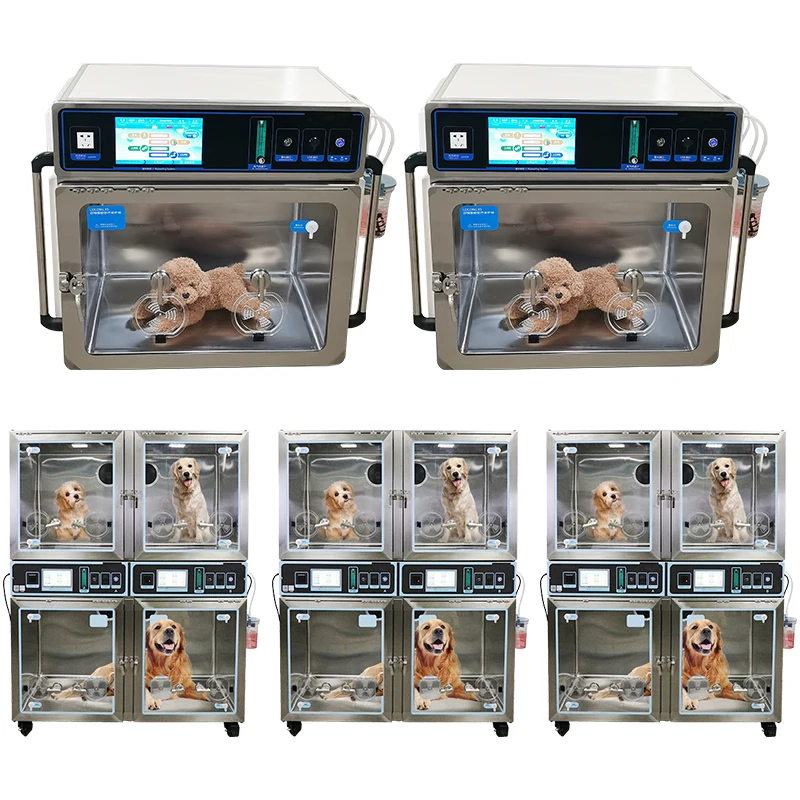 Olive Medical Veterinary Equipment Therapy Stainless Steel Oxygen Animal Pet Dog Cat Care Monitoring Cabin Cage Vet ICU