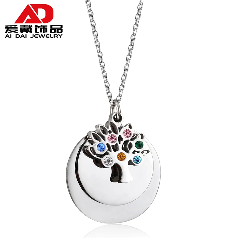 Creative Personality Tree of Life Titanium Steel Round Brand Pendant Necklace Girl Forest Clavicle Chain