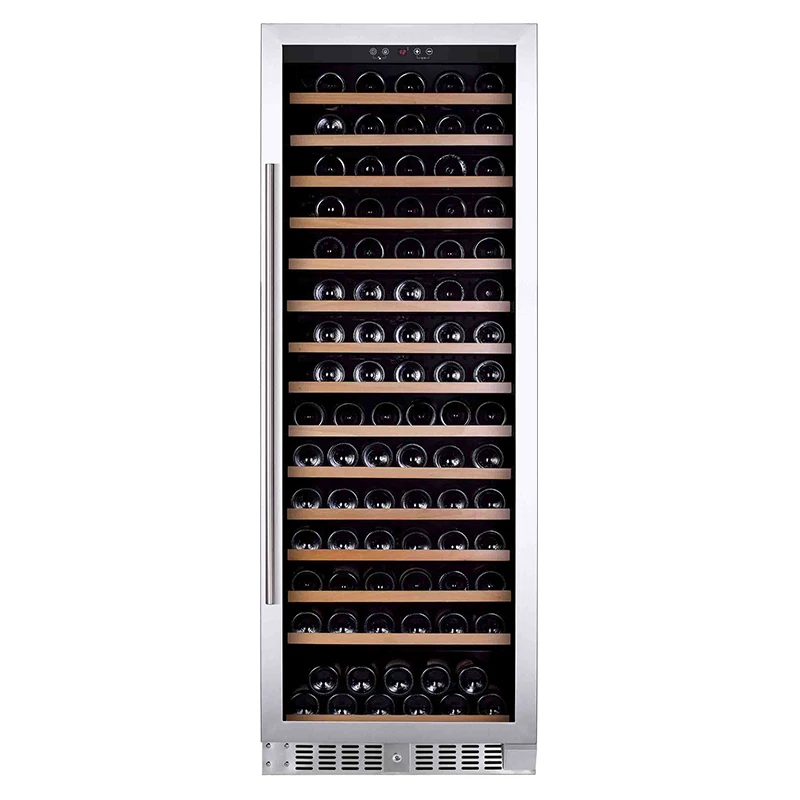 Vinopro лучшая продажа коммерческий Электрический охладитель вина 428 л 166 бутылки винный шкаф из нержавеющей стали со стеклянной дверью