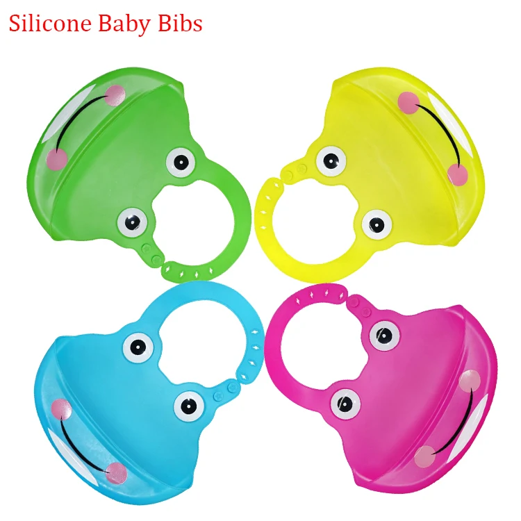 Серия лягушек, легко чистится, с мультяшным принтом, водонепроницаемый силиконовый слюнявчик для кормления детей