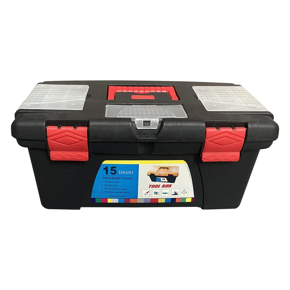 15 Inch Multi-function Plastic Storage Durable Portable Tool Box with Lock