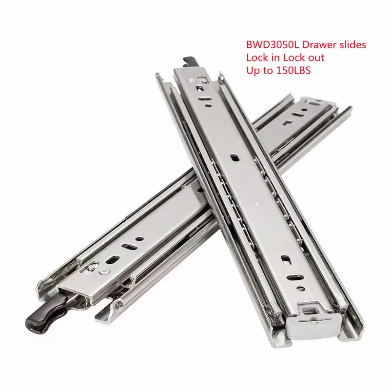 Ball Bearing Heavy Duty With Lock Rails guide Runners Slide Temdom Box Slim Kitchen Metalbox Machine Drawer Slides