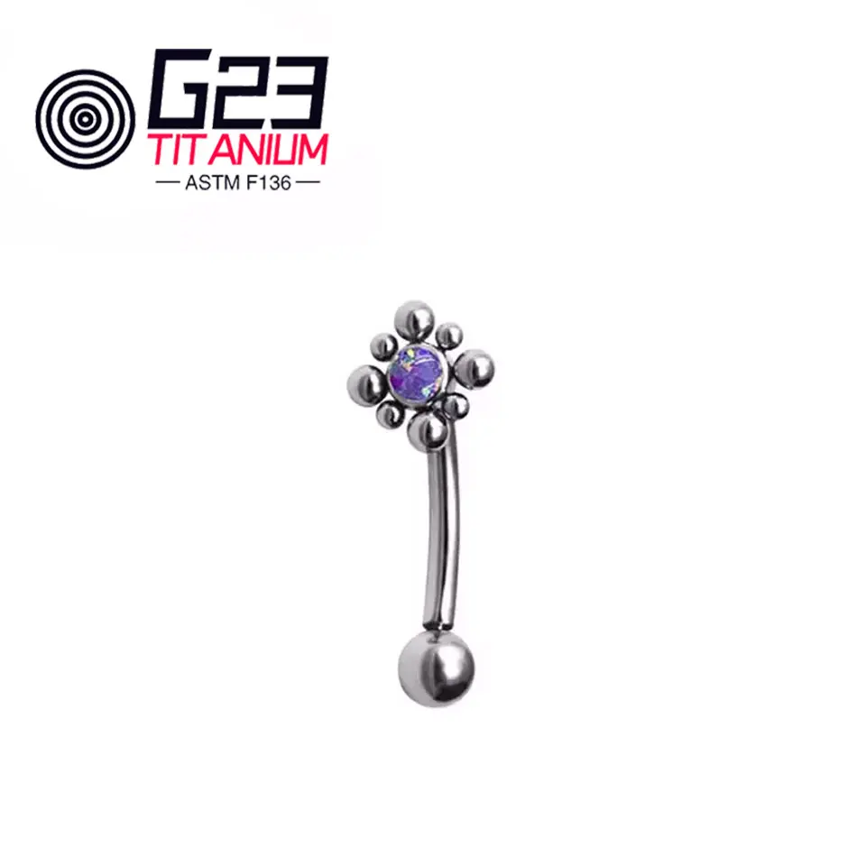 Best Selling G23 Titanium Implant Grade Internally Threaded White CZ Bezel Beaded Belly Button Ring Navel Piercing