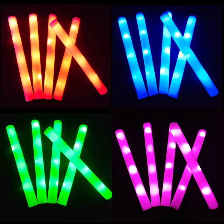 Wholesale Custom Christmas Party Wedding Supplies Cheering Colorful Flashing Foam LED Light Foam Glow Sticks