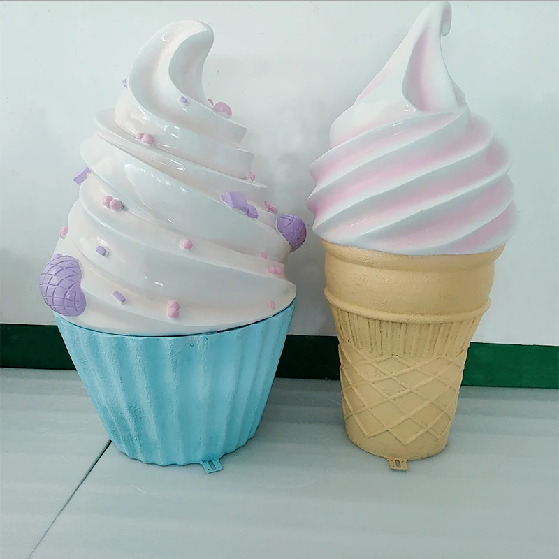 Large Size Wall Quality certification Decorative Giant Ice Cream Cupcake Desserts Outdoor Resin Pop Art Fiberglass Sculptures